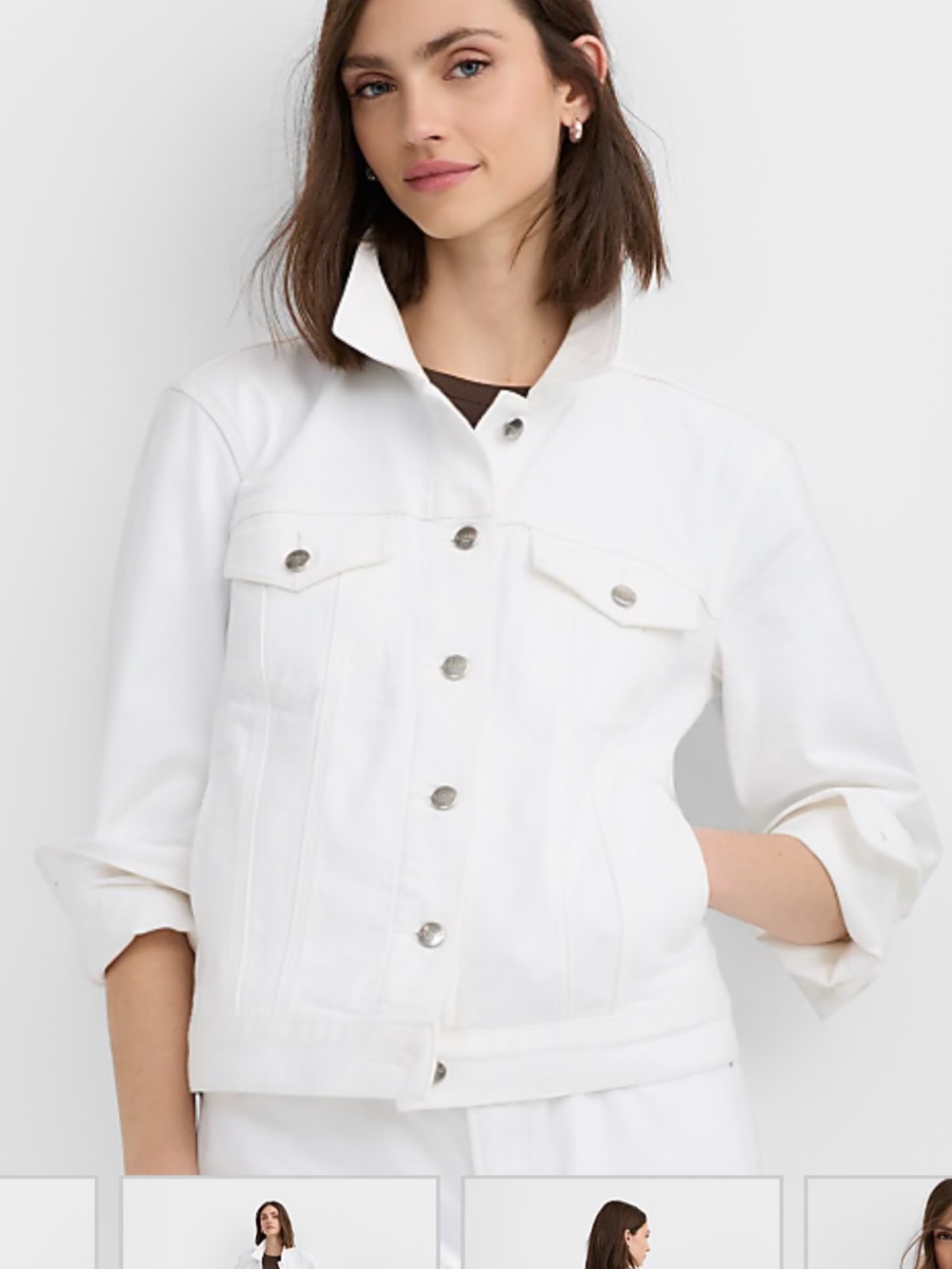 LOFT White Button-Front Denim Jacket size XL